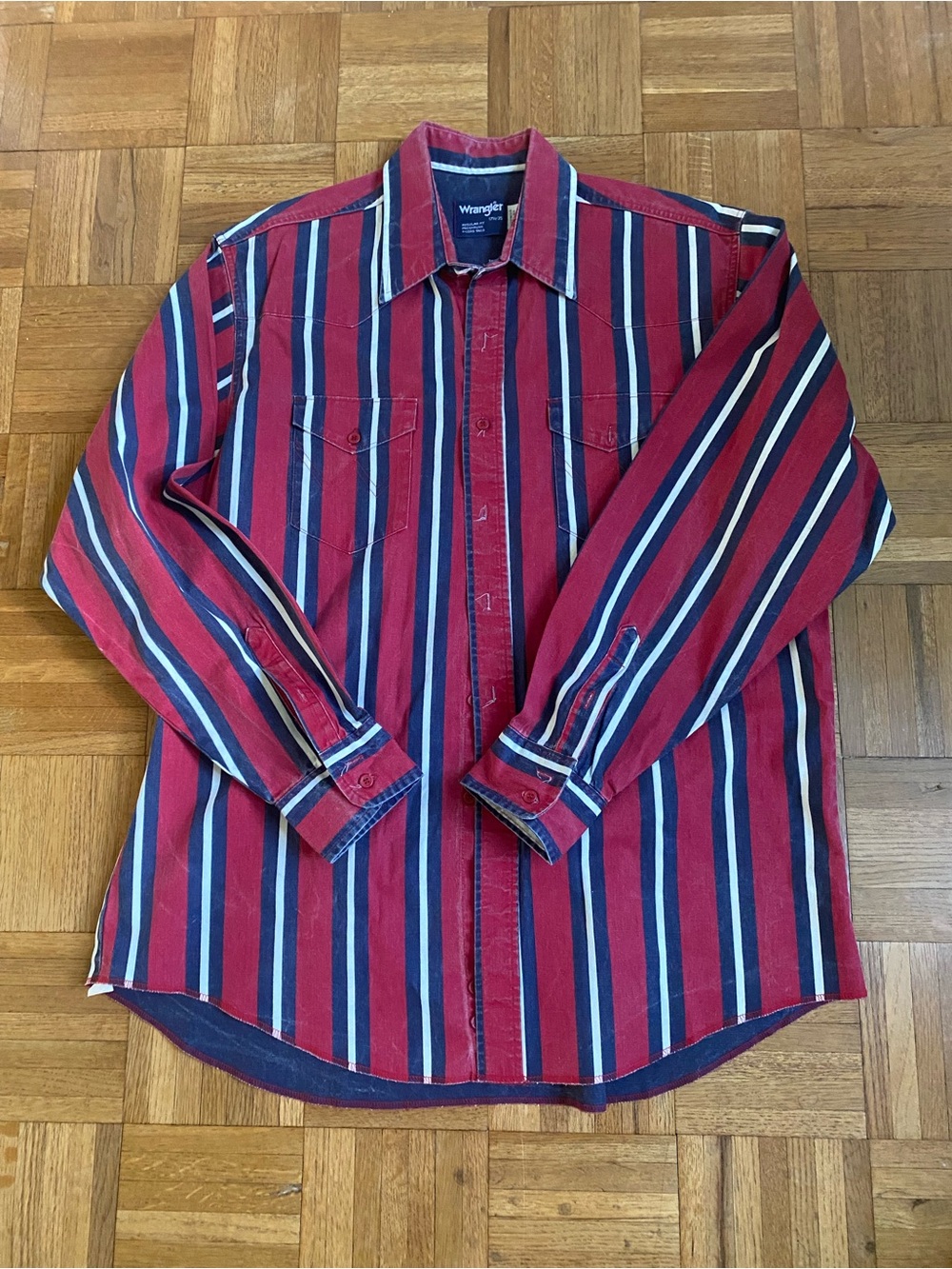 Vintage Wrangler Striped Brushpopper Multicolor Western Long Tails L/XL